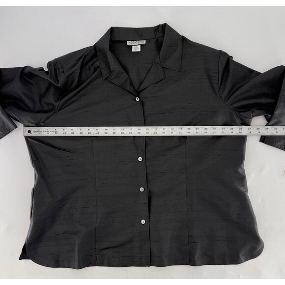 NWT Notations Plus Size 100% Silk 3/4 Sleeve Button Up Blouse Jacket 2x Preppy - Picture 11 of 12